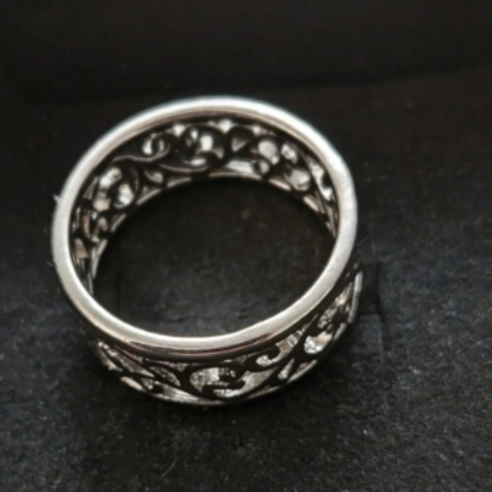 Sterling Silver Scrollwork Statement Ring - Size 8 - image 2